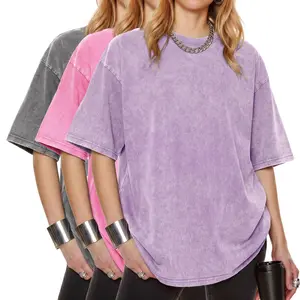 3-pack 230 g vintage washed 100% cotton T-shirts — basic women’s casual crew neck summer tops, loose fit, soft feel, breathable fabric,summervibes summervibes