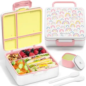 Fimibuke Bento Lunch Box, Leak-proof,4-Compartment,BPA Free,Dishwasher Safe, Utensils Set,Birthday's Gift,Back to School Gift