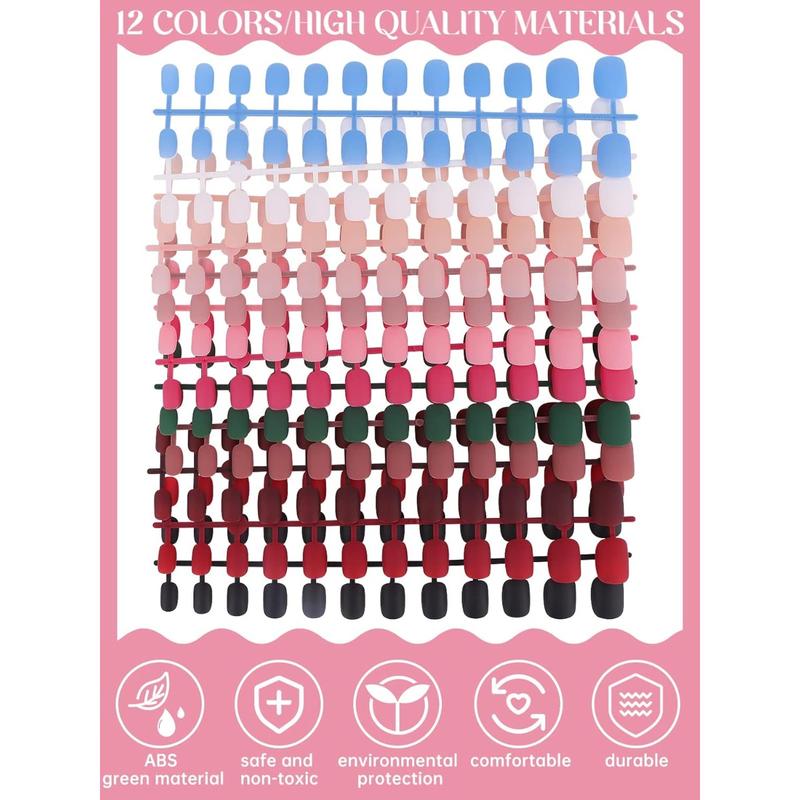 288 Pieces Kids Short Matte Press on Nails, TOROKOM Children Fake Nails Acrylic Nails Art Tip for Kids Short Square Full Cover Fake Nails for Women Girls (12 Matte Colors)