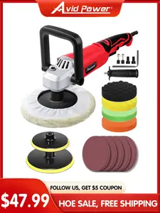 AVID POWER Car Buffer Polisher, 1200W 7 Inch/6 Inch Rotary Buffer Waxer, 6 Variable Speed 1600-3500 RPM, Detachable Handle & Side Handle for Car Detailing, Boat Sanding, Polishing and Waxing