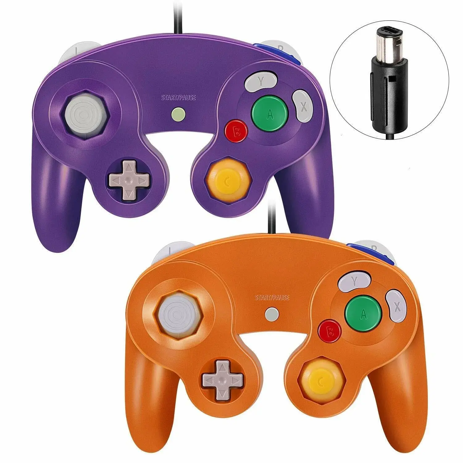 2-Pack Wired Vintage GameCube-Style Controllers, Console Accessories for GameCube/Wii