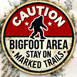 Vintage 'Where Bigfoot Roams' Iron Metal Sign - 8x8 Inch |   Perfect For Home, Bar, Cafe And Garage Decoration |   Unique Gift Idea