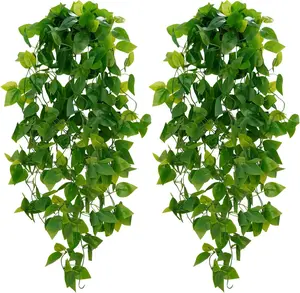 Artificial Plants, 2pcs Artificial Plants Hanging Vines Greenery for Wall Home Living Room Office Indoor Outdoor Decor