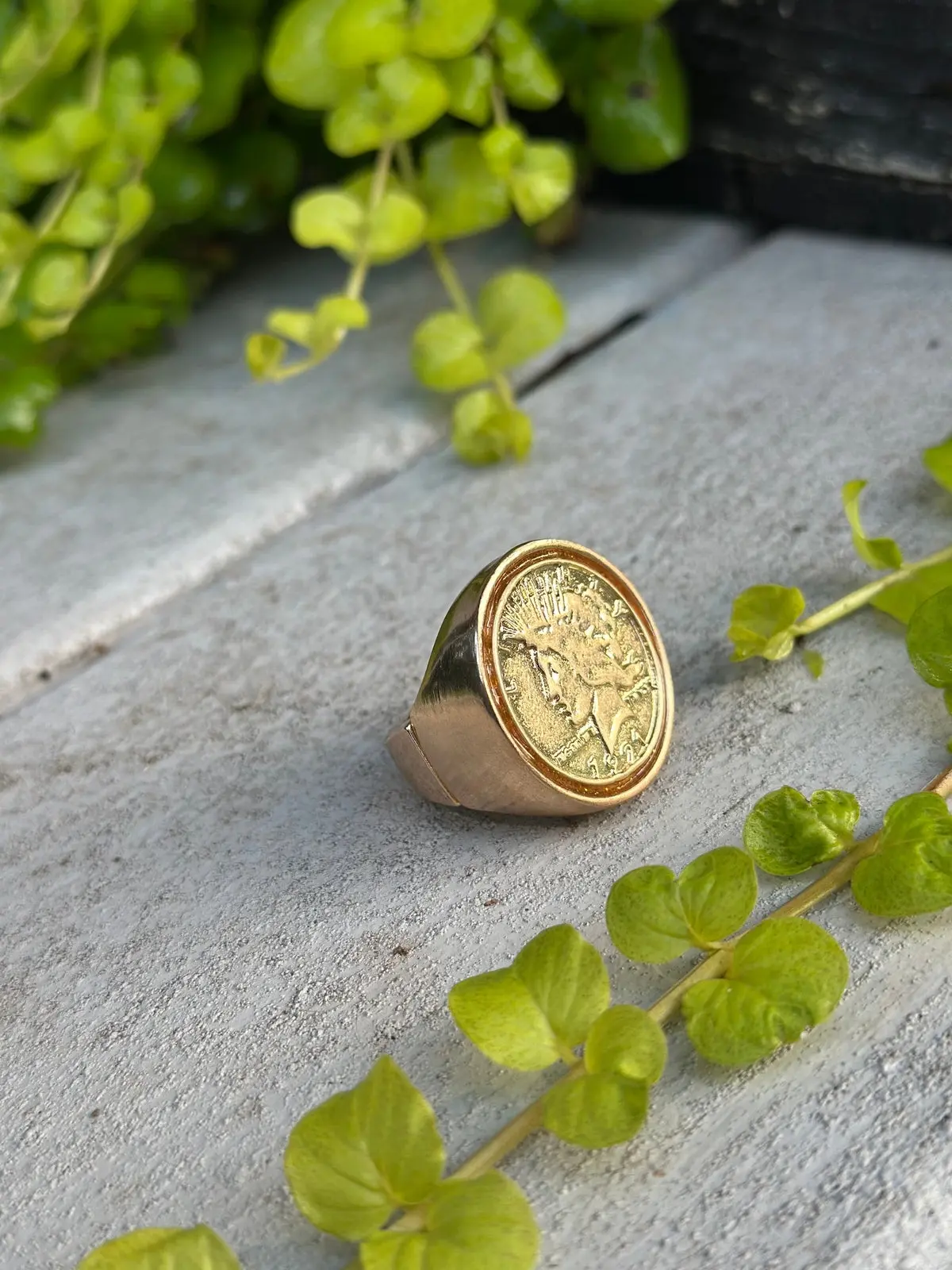 Vintage gold coin ring