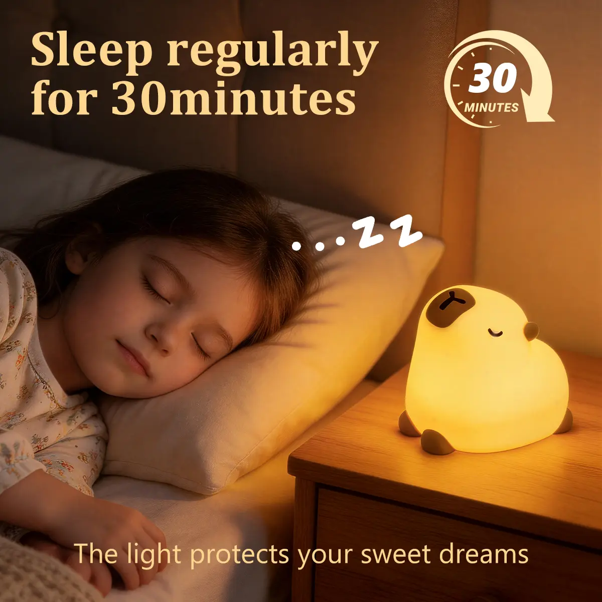 Adorable Capybara Shaped Silicone Night Light, Clap Activated Rechargeable Night Lamp, 3 Gear Soft LED Dimmable Lighting, Portable Decor Bedside Light for Kids Bedroom Gift Illuminated Night Light Bedside Night Light