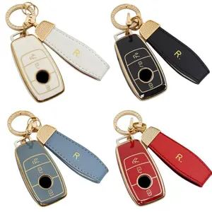 Car Key Case, 1 Count 3 Buttons Car Key TPU Cover with Keychain, Key Fob Shell, Key Case for Mercedes Benz Smart Key Case Shell, Car Key Protector, Car Key Accessory, Car Accessories