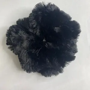 Soft Black Minky (100% Polyester) Scrunchie