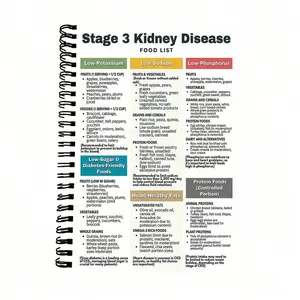 1PC Kidney Disease Stage 3 Diet Guide and Food List Spiral Notebook - 5.5x8.3 Inch Low Potassium, Phosphorus, and Sodium Tracker Educational Resource, Kidney Health Management and Meal Planning Tool, Easy-to-Read Layout, Health-Boosting Gift