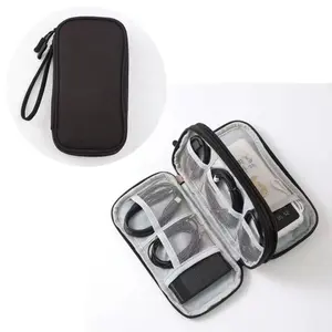 Portable data cable storage bag, multi-functional data cable storage pouch, small data cable organizer bag, the best choice for storing data cables during travel, an essential travel accessory