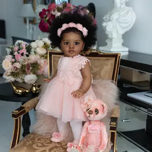 Reborn Toddler Dolls 26 inch 68 cm Black Biracial Reborn Baby Doll - African American & Biracial Mixed-Race Skin, Curly Rooted Hair & Standing Pose Feeding Kit & Gift for Kids