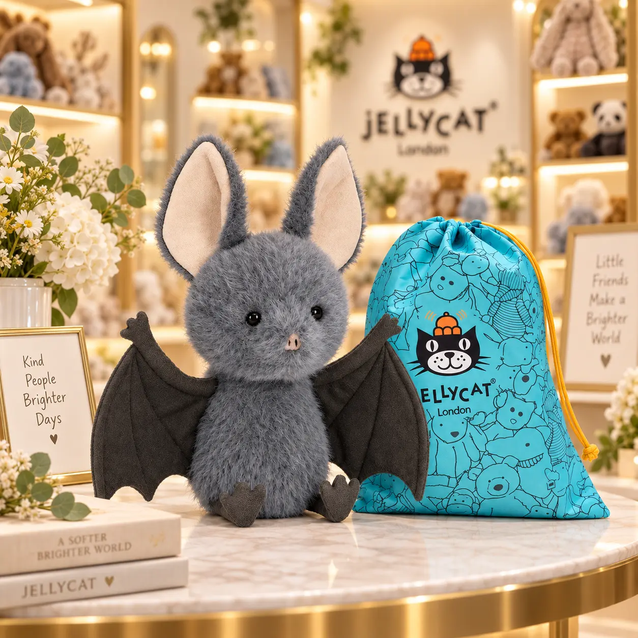 Jellycat Broox Bat, Adorable Bat Plush Toy, Gothic Halloween Room Decor & Collector Gift, In Stock USA