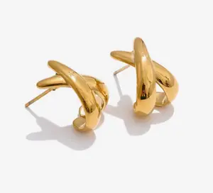 X shaped stud earrings