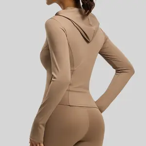 Juyitang Women's Sporty Sports Outerwear - Camouflage Polyester Knit Long-Sleeved Hooded Slim Tight-Fitting Jacket, Windproof, Moisture-Wicking, UPF 50+ for Running, Yoga