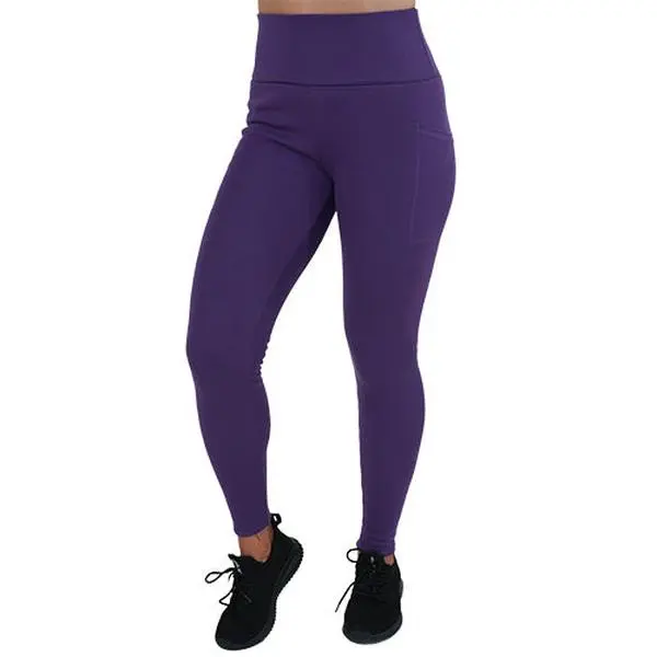 Women's CVG Fleece-Lined Stretchy Leggings, Purple, Comfortable Warm Bottoms for Workout, Yoga Active Wear Casual Wear