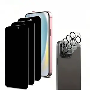[ 3+3 ] 3pcs Mobile Phone Privacy Screen Protectors+3pcs Camera Lens Protectors, Protect Privacy for iPhone 17 Pro Max to 11 12 13