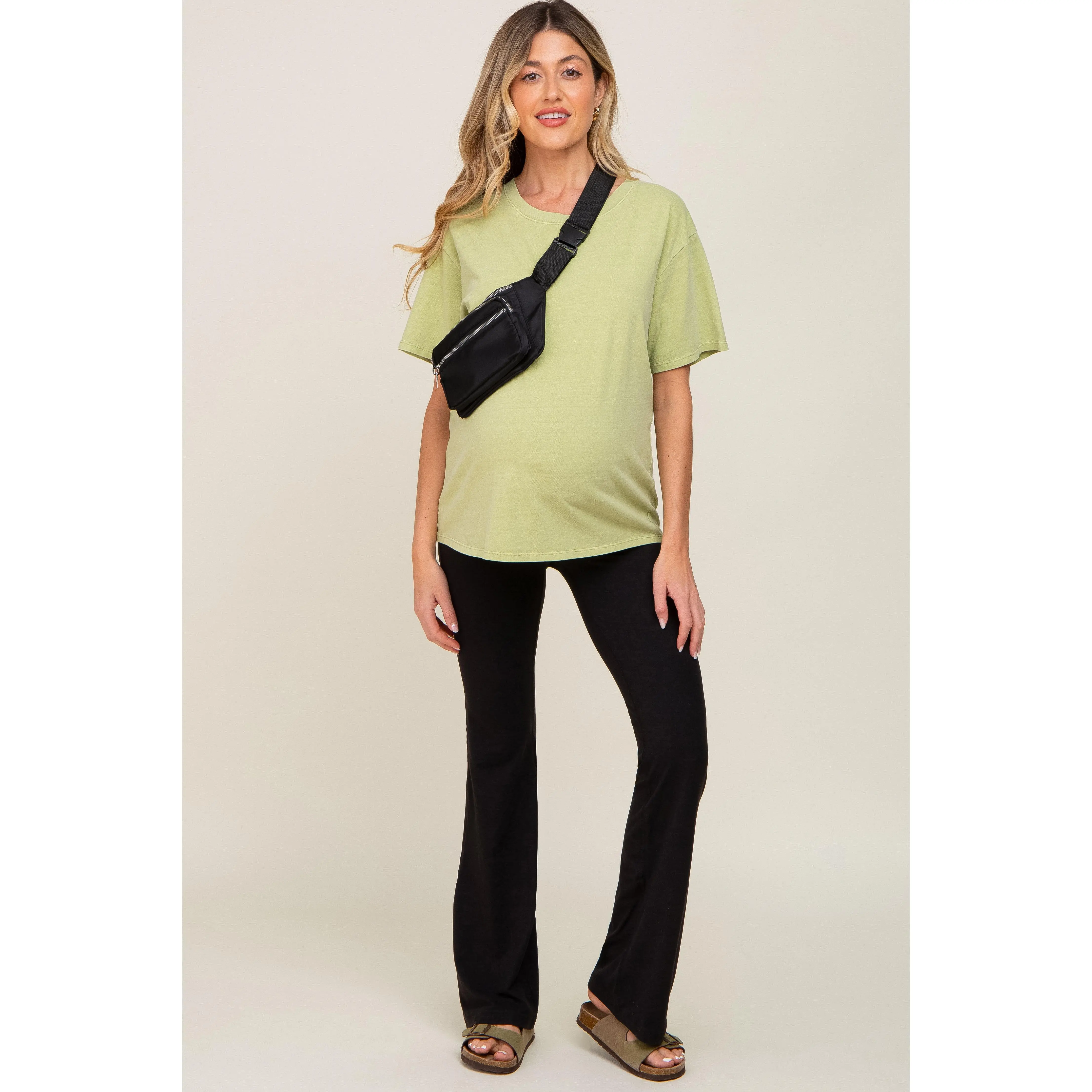 Black Maternity Flared Leggings