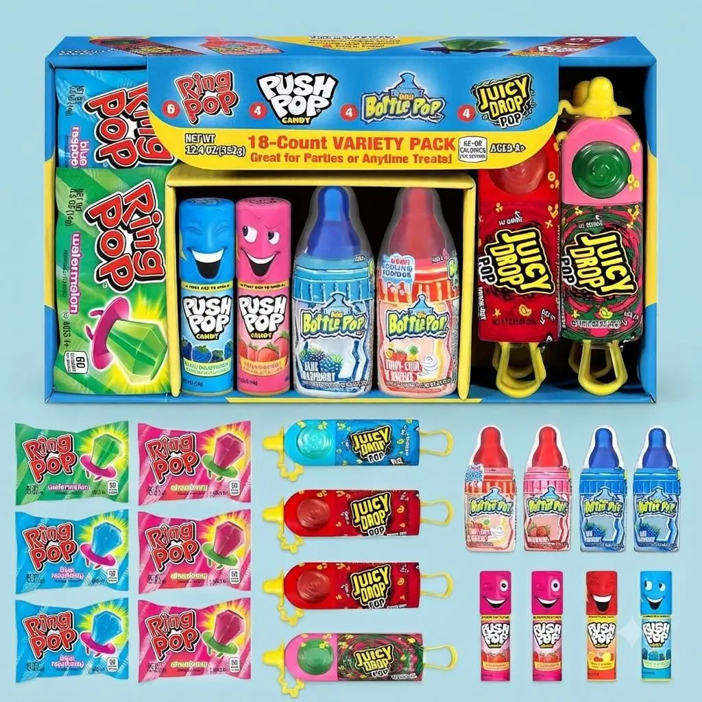 18-Count Candy Variety Pack – Assorted Lollipops Bulk Individually Wrapped