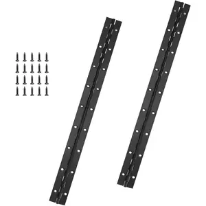 2-Pack 18-Inch Black Stainless Steel Heavy Duty Continuous & Piano Hinge, 2" Open Width Piano Boat Hinges, with Pre-Drilled Holes and Screws, Ideal for Piano Cabinets ane Wooden Box.