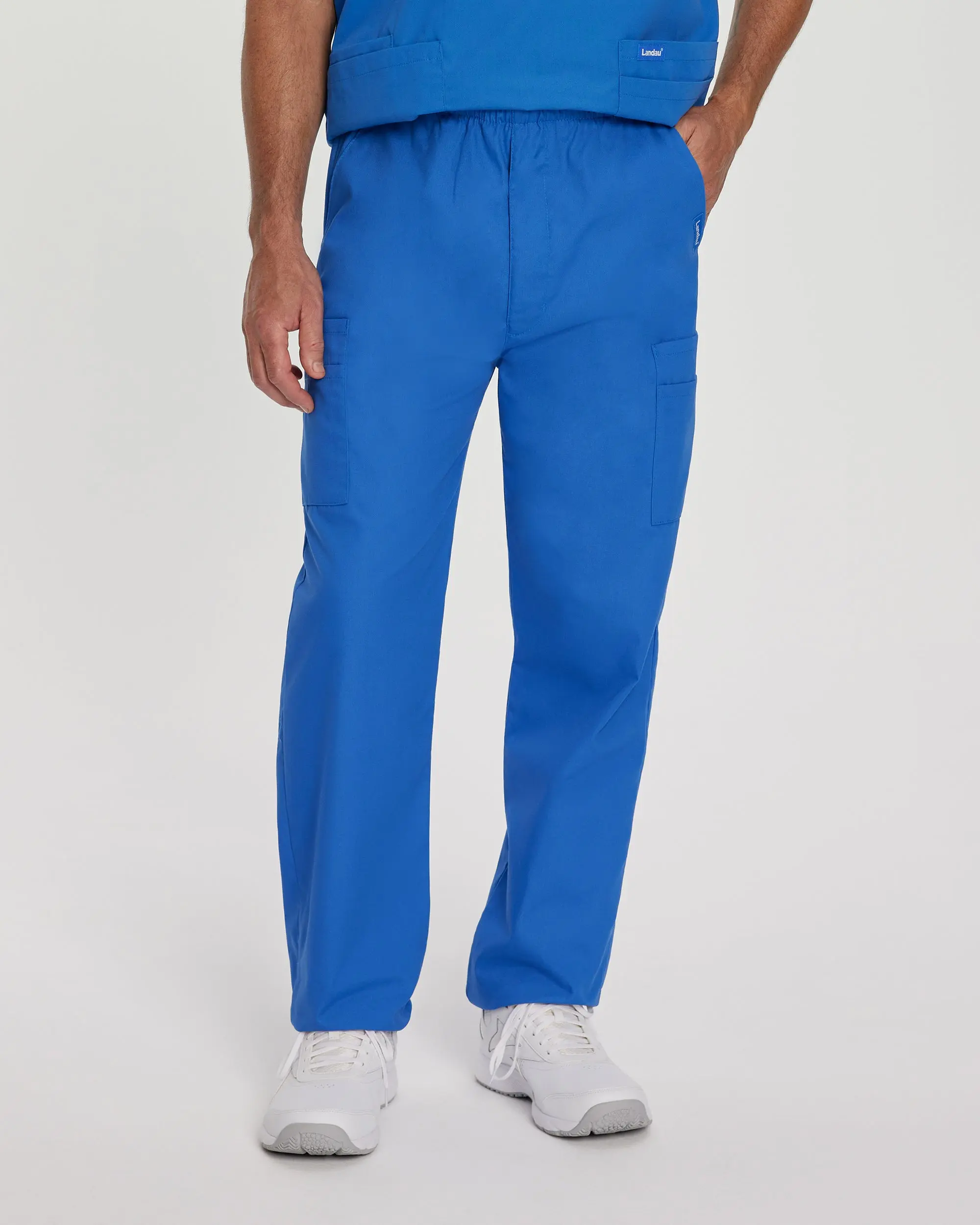 Landau Essentials Men's Breathable Straight Leg 7 Pocket Cargo Scrub Pants