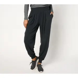 AnyBody Petite Cozy Knit Pleat Detail Joggers with Smocked Waist