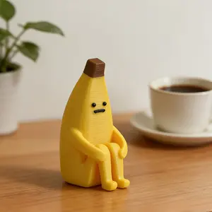 A 3D-printed "Anxious Banana" ornament, crafted from durable plastic—perfect for use as a home tabletop display, office decor, or a unique decorative accent.