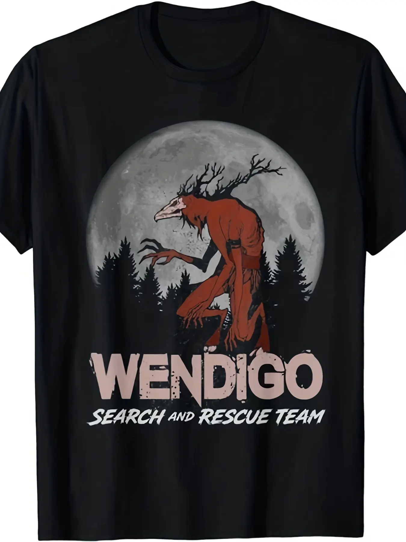Funny Wendigo Cryptid Skin Walker Folklore Cryptoz unisex soft cotton short sleeve t shirt, vintage graphic casual tee for men women teens, perfect birthday holiday gift for camping travel gym daily street casual wear
