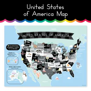 Black and White | United States of America Map | Home Learning Poster
