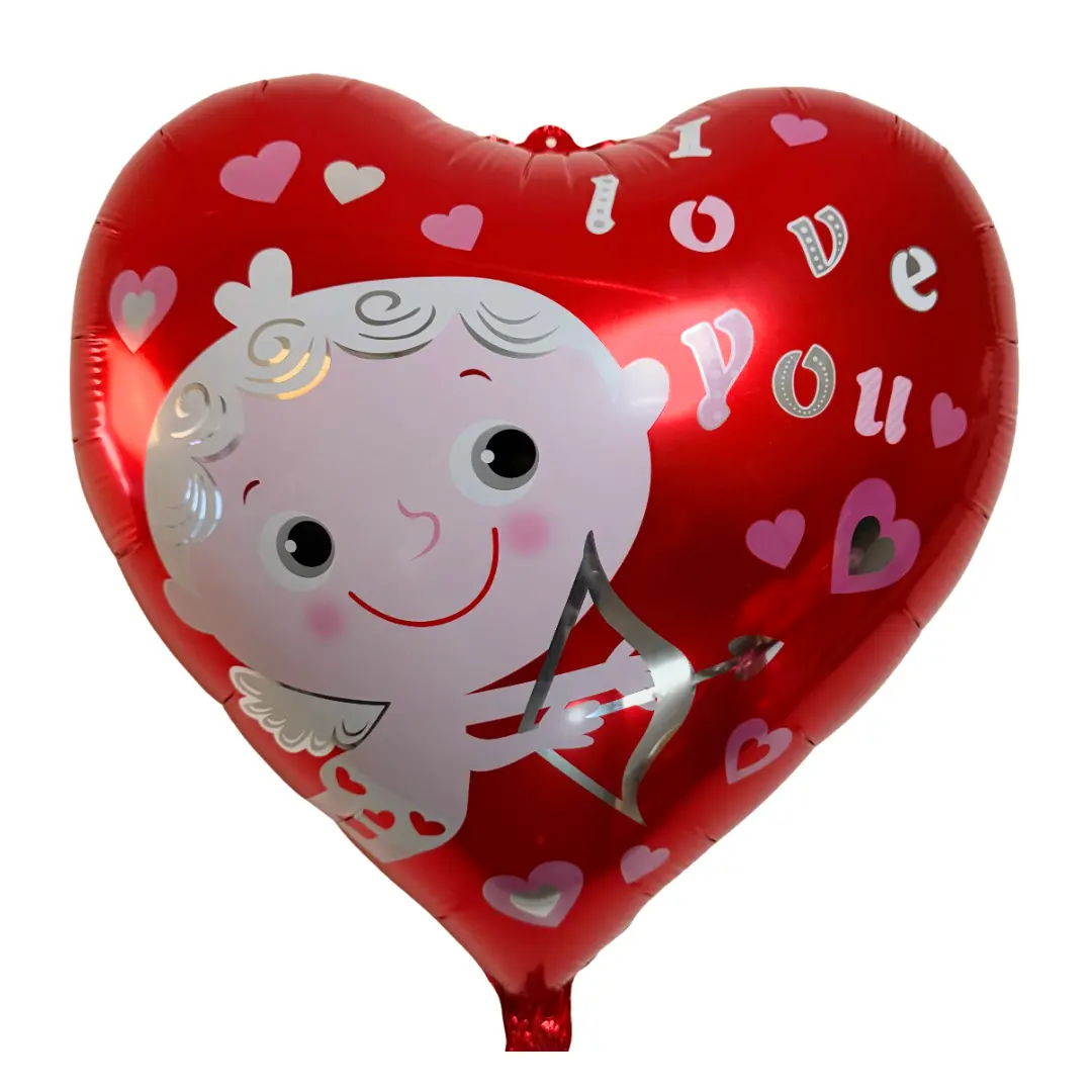 Apintop 18inch Red Heart Balloon with Cupid & "Love You" – Perfect for Valentine’s, Weddings & Romantic Surprises