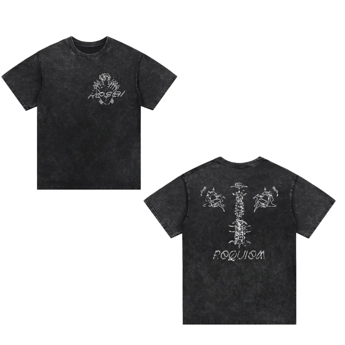 Men's Keshi Requiem Graphic Print Round Neck Tshirt - Soft Washed Cotton Fabric, Short-Sleeve, Relaxed Fit, Ripped Vintage Grunge Street Style Unisex Casual Top, Shortsleeve, Streetwear, Menswear, Oversize, T-Shirt, Tee