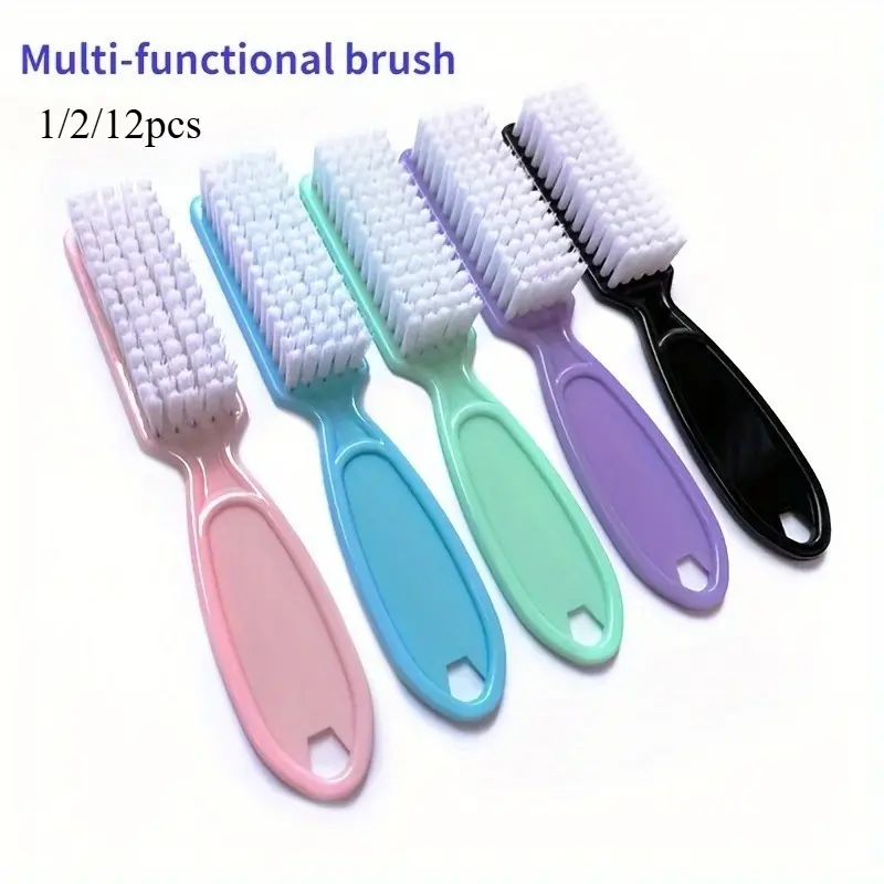 1/2/12pcs Nail Cleaning Brush, Nail Clean Brush With Long Handle Bar Grip - Scrubbing Brush For Cleaning Clothes Shoes Finger, Nail Brushes, Fingernail Brushes For Cleaning Under Nails
