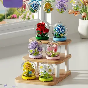 Crystal Ball Flower Puzzle Creative Building Blocks Set, Hanging Decoration, Desk Ornament, Office Display, Gift for Girlfriend, Birthday, New Year, Valentine's Day
