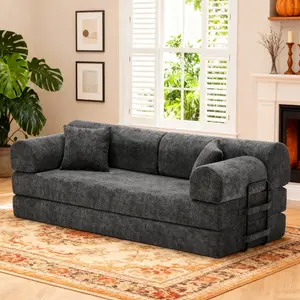 78 Inch 3 Seater Straight Compressed Living Room Sofa, Premium Soft Boucle Textured Upholstery Modern Low Profile Couch For Home Apartment
