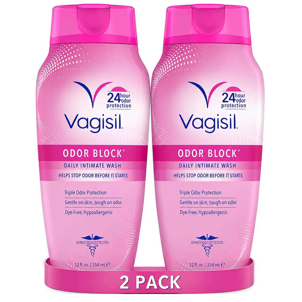 Vagisil Feminine Wash for Intimate Area Hygiene, Odor Block, Gynecologist Tested, Hypoallergenic, 12 oz, (Pack of 2)