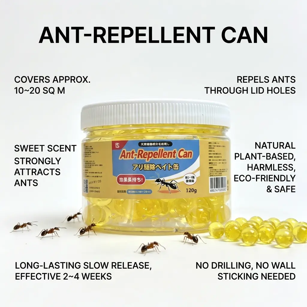 Ant Repellent Bead Can 120g | Wall Mount Pest Control for Home, Lasts 2–4 Weeks, Safe for Kids & Pets, Repels Ants, Spiders, Roaches, Ideal for Indoor Kitchen & Entryways** Killer Bait