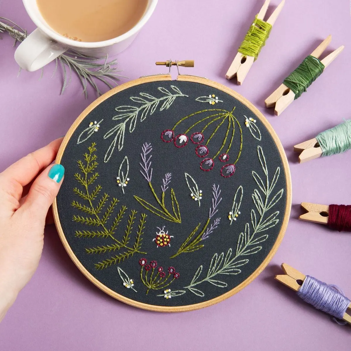 Black Wildwood Embroidery Kit