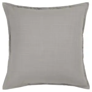 HomeRoots 403143 Gray Solid Color Flange Edge Square Throw Pillow - Removable, Soft Home Decorative Cushion, Square Cushion, Removable Cushion