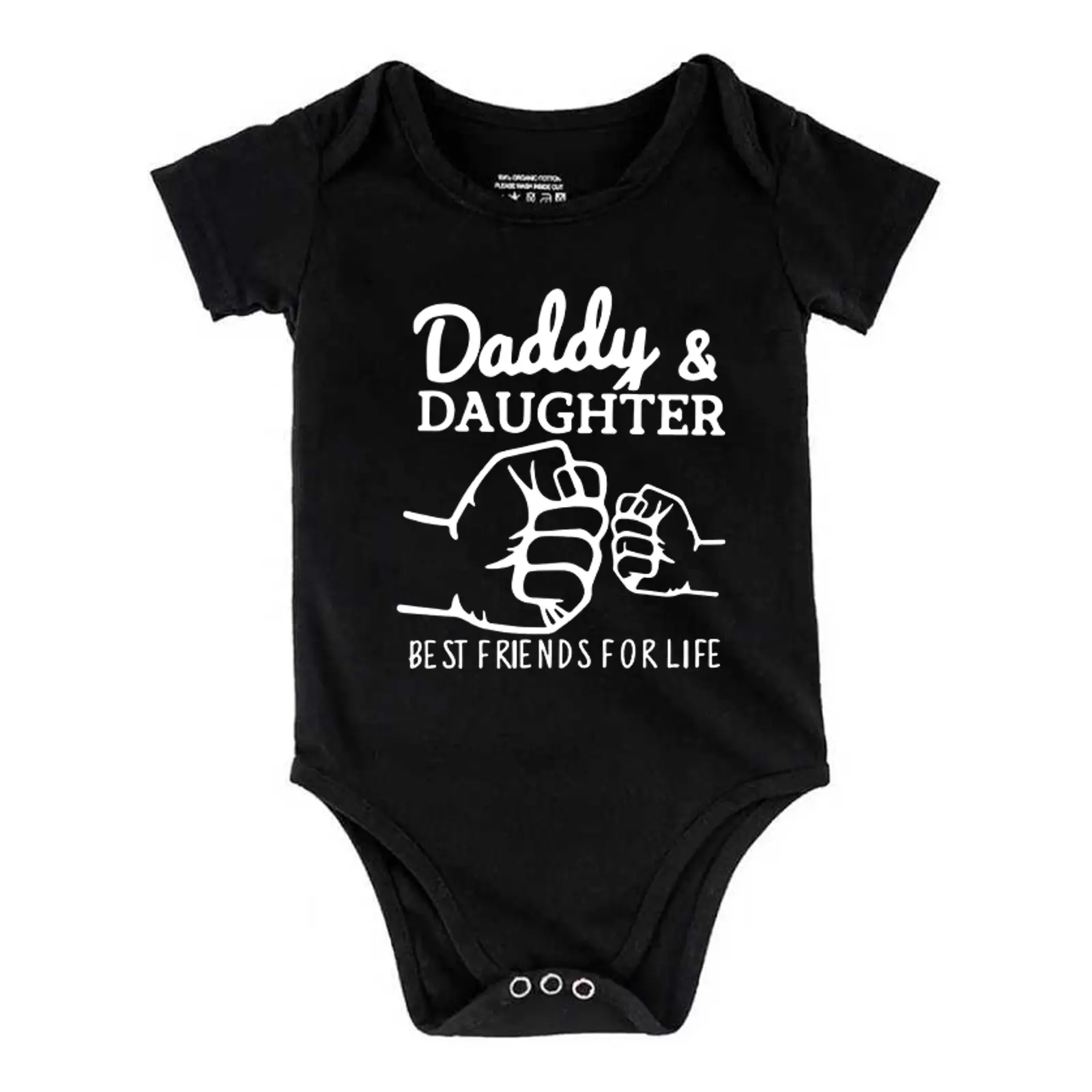 Baby Girl "Daddy & Daughter" Bodysuit, Soft 100% Cotton Short Sleeve Onesie, Breathable Infant Sleepwear with Easy-Change Snaps