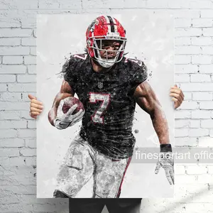 Bijan Robinson Atlanta Poster, Canvas, print, Sports wall art, Man Cave, Gift, Kids Room Decor