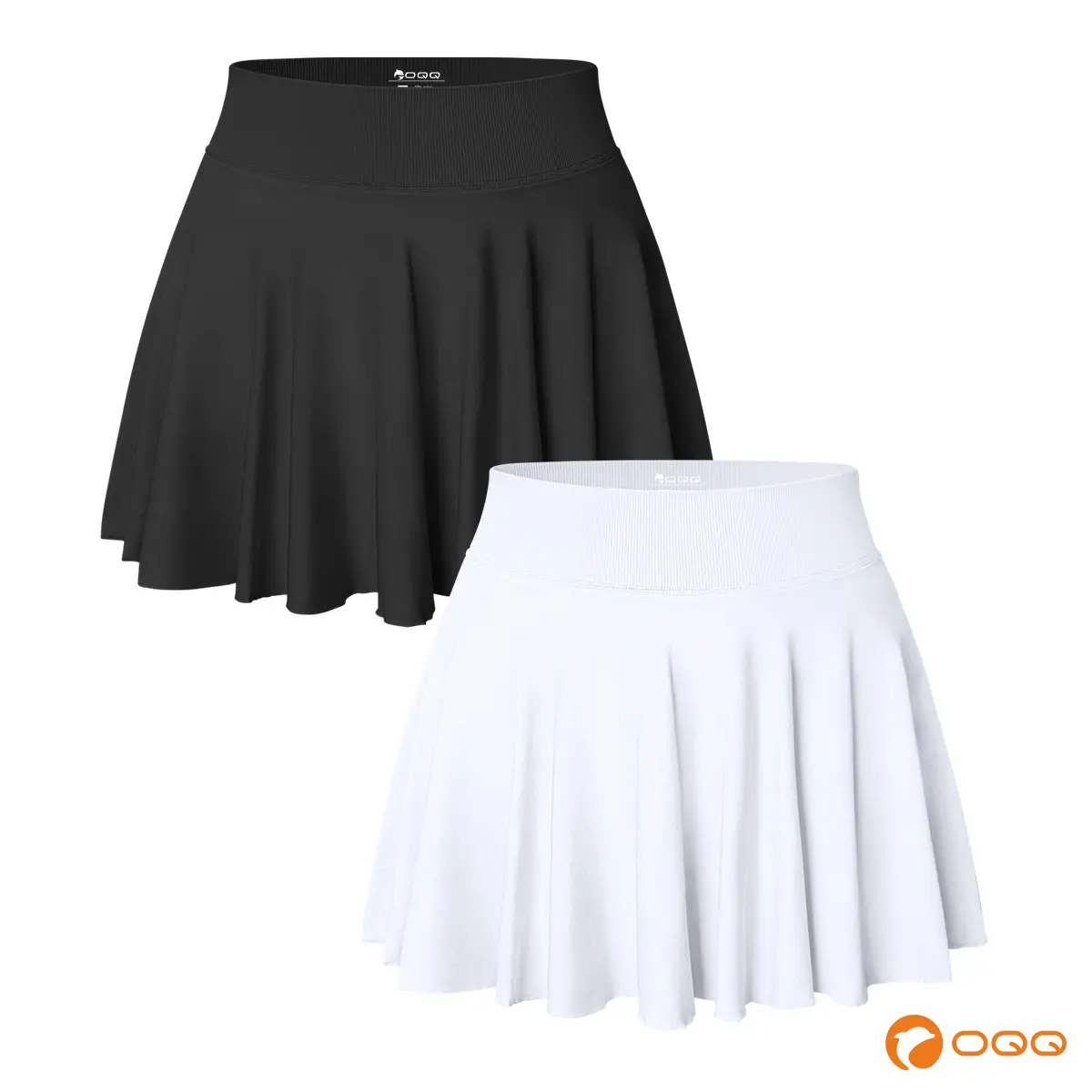 OQQ-Nine cents Women 2 Piece Skirts 2 in 1 Flowy Cheeky Short Skirts Stretchy Flared Casual Mini Skirts Girl Bottom Womenswear Ladies Skirtswomen Soli
