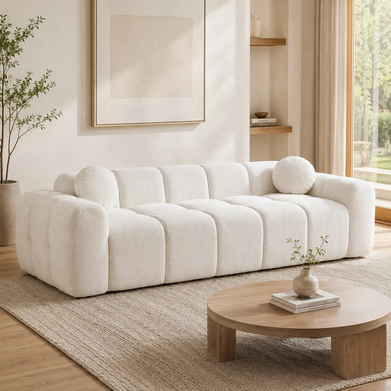 KAYDENOF 98.4"Big Comfy Cloud Couch,Soft Yet Supportive,Modern Deep Seat  Cloud Sofa No Assembly ,Boneless Couches,High-Density Foam,Oversized Upholstered 3-Seater For Couches Living Room Furniture, Compressed Sofa,Floor Seats