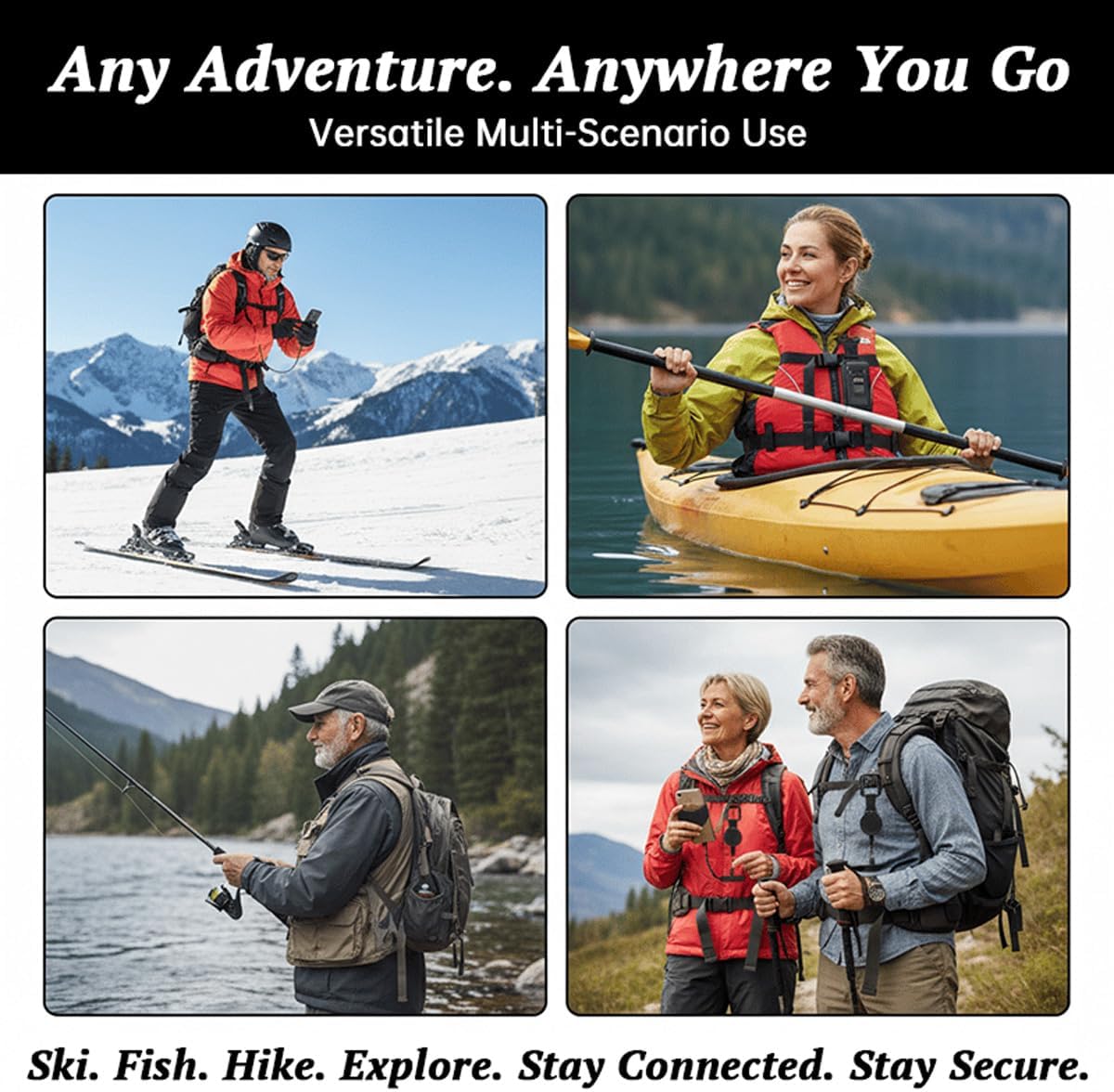 Outdoor Anti-Theft Phone Lanyard, Retractable Phone Tether with Locking Carabiner, for Hiking/Skiing/Climbing/Fishing