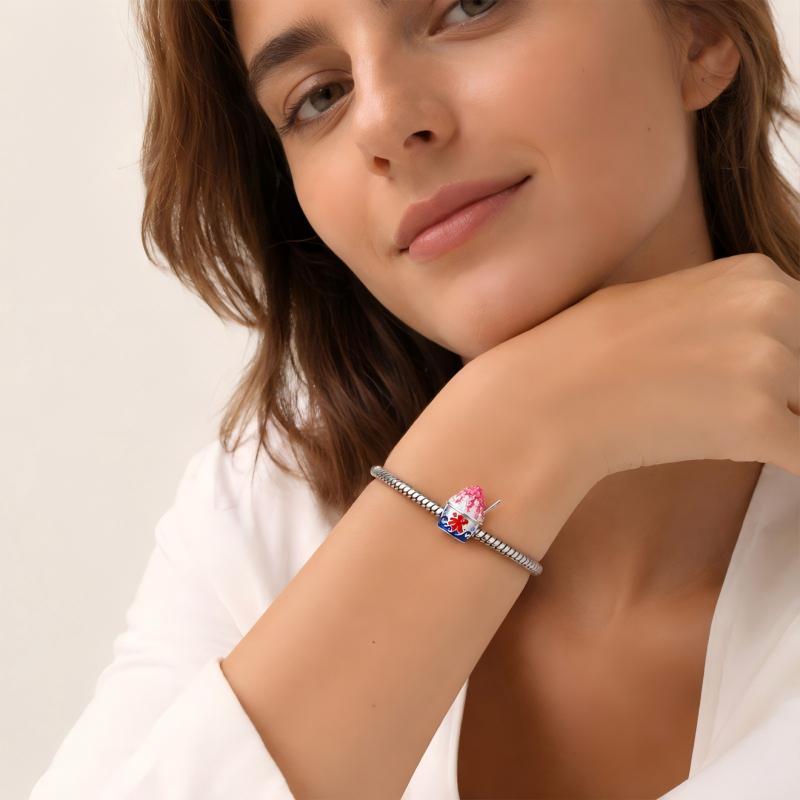 Gnoce Japanese Sushi Shape Elegant Charm Bracelet - Platinum-Plated Silver Blend Accessory for Casual/Formal Fashion Jewelry Bangles