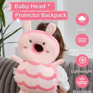 Baby Head Protector Backpack Pink Bunny | Anti Fall Baby Head Cushion | Toddler Safety Pillow Backpack for Crawling Walking Baby | Infant Head Protection Pad