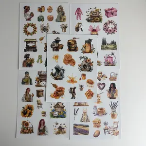 5sheets Beeloved Buzz PET Pre-Cut sticker bundle A5 size ideal for DIY scrapbooking Junk Journaling paper carfting ...