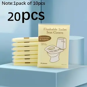 20pcs (2 Packs) Flushable Toilet Seat Covers/Individually Wrapped Portable Bathroom Protectors for Travel, Hotels & Camping/Hygienic Disposable Essentials/Convenient Size for On-the-Go Use/Easy-to-Use Packaging, Travel Bag