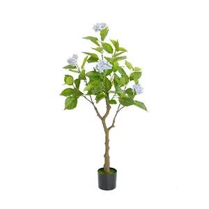 Artificial Hydrangea Flowers Tree, 4ft/5ft Tall Fake Potted Decorative Hydrangea Tree, Realistic Modern Artificial Tree For Living Room Home Office Fruit Plant Nature