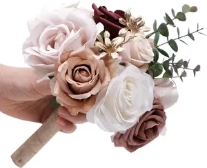 Wedding Bouquets for Bride Bridal Bridesmaid Holding Flower Bouquet  White ificial Rose  for Wedding Py  Shower Centerpieces Decoration, Gifts