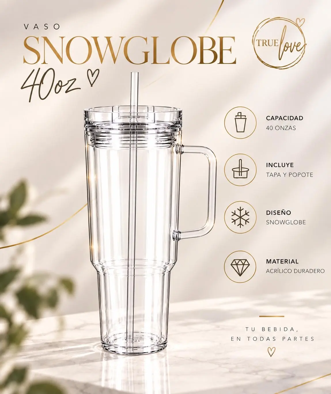 Vaso Personalizado 40 oz de Acrilico