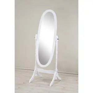 Traditional Style Wood Cheval Floor Mirror  in White finish