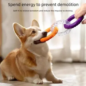 TPR Pull Ring Chew Pet Toy Bite Resistant Durable Molar Teeth Cleaning Easy Clean Interactive Toy For Small Medium Large Dogs